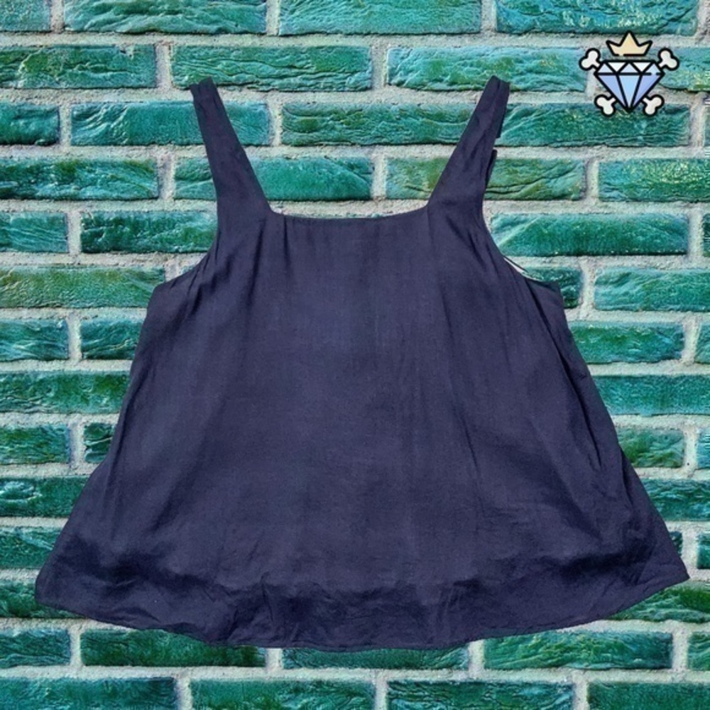 WOMENS VASNA NAVY BLUE LINED FLOWY TANK TOP SIZE SMALL STREETWEAR LOUNGEWEAR